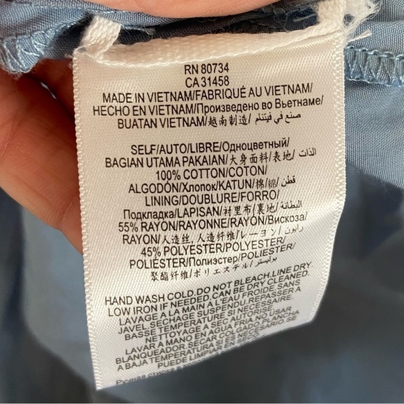 BCBG Max Azria Women's Tunic Top Size L Color Blue Gauze Ruffle Sleeveless - Picture 9 of 9